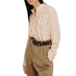 Hot Sale 😉 Ba&sh Haby Floral Print Lace Trim Blouse Cream 🔔