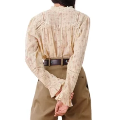 Hot Sale 😉 Ba&sh Haby Floral Print Lace Trim Blouse Cream 🔔 -ba&sh Sales Store unnamed file 1032