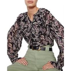 Budget 🤩 Ba&sh Genny Printed Blouse Black 😍 -ba&sh Sales Store unnamed file 1104