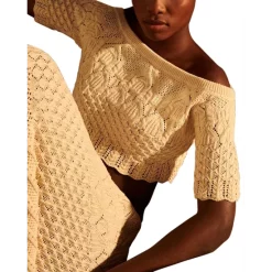 Deals ⌛ Ba&sh Jensen Off-the-Shoulder Cropped Sweater Off White 👏 -ba&sh Sales Store unnamed file 1126