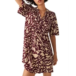 Best deal 🌟 Ba&sh Groove Graphic Print 👚 Shirt 👗 Dress Burgundy 😉 -ba&sh Sales Store unnamed file 115