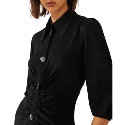 Cheap 👍 Ba&sh Koane Mini 👕 Shirt 👗 Dress Black 🥰 -ba&sh Sales Store unnamed file 144