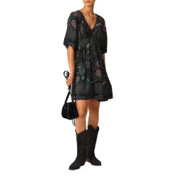 New ❤️ Ba&sh Zelda Border Print 👗 Dress Black ⌛ -ba&sh Sales Store unnamed file 186