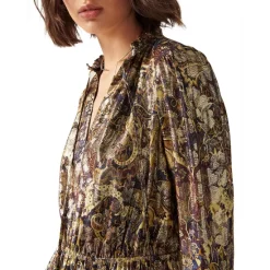 Budget ✨ Ba&sh Capi Metallic Paisley Mini 👗 Dress Burgundy ⭐ -ba&sh Sales Store unnamed file 196