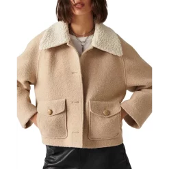 Cheapest 👍 Ba&sh Anto Crop 🧥 Coat Beige 🔔