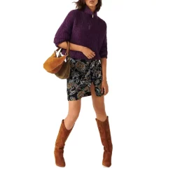 New 🎉 Ba&sh Baltan Zip Funnel Neck Sweater Purple 🧨 -ba&sh Sales Store unnamed file 210