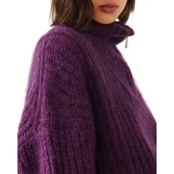 New 🎉 Ba&sh Baltan Zip Funnel Neck Sweater Purple 🧨 -ba&sh Sales Store unnamed file 211