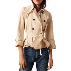 Outlet ⭐ Ba&sh Baila Cropped Trench 🧥 Coat Beige ✔️