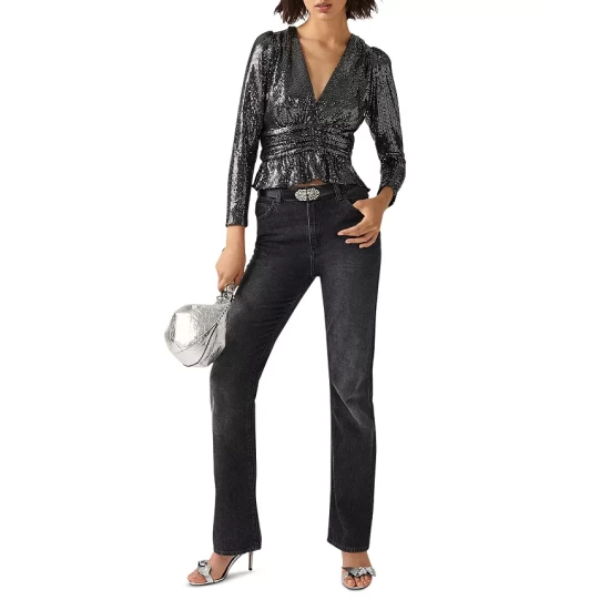 Budget ๐ Ba&sh Mae Sequined Peplum Top Black ๐งจ 4 Budget ๐ Ba&sh Mae Sequined Peplum Top Black ๐งจ - Image 2