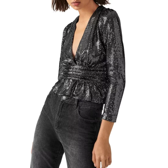 Budget ๐ Ba&sh Mae Sequined Peplum Top Black ๐งจ 6 Budget ๐ Ba&sh Mae Sequined Peplum Top Black ๐งจ - Image 4