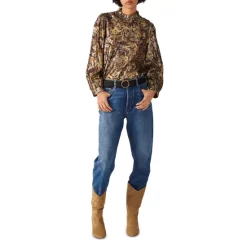 Outlet 👍 Ba&sh Calo Metallic Paisley Blouse Burgundy 👏 -ba&sh Sales Store unnamed file 250