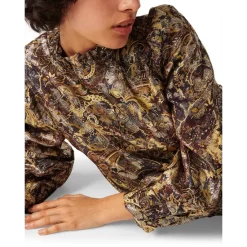 Outlet 👍 Ba&sh Calo Metallic Paisley Blouse Burgundy 👏 -ba&sh Sales Store unnamed file 251