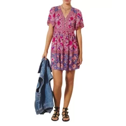 ba&sh Sales Store 34 New ๐งจ Ba&sh Valia Mixed Print Mini ๐ Dress Ochre โจ