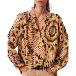 Brand new 👏 Ba&sh Calysta Graphic Print Blouse Beige 🎉