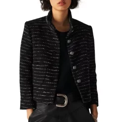 New ⌛ Ba&sh Lago Tweed Jacket Black ✔️ -ba&sh Sales Store unnamed file 3