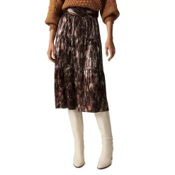 Cheapest ⌛ Ba&sh Poly Pleated Metallic Midi 👗 Skirt Purple ✨