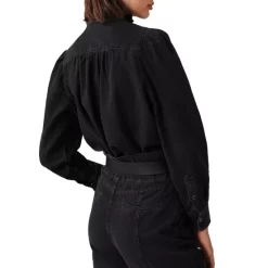 Flash Sale 🛒 Ba&sh Milac Denim Ruffle Blouse Black 💯 -ba&sh Sales Store unnamed file 344