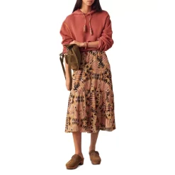 Buy 🎁 Ba&sh Claren Tiered Midi 👗 Skirt Beige 🥰