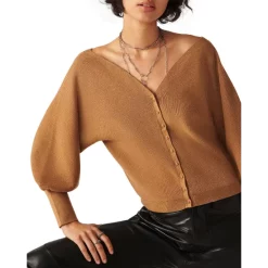 Buy ⌛ Ba&sh Hazel Puff Sleeve Cardigan Camel ⌛ -ba&sh Sales Store unnamed file 421