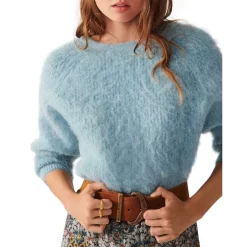 Discount 🧨 Ba&sh Fill Twist Back Sweater Blue ❤️