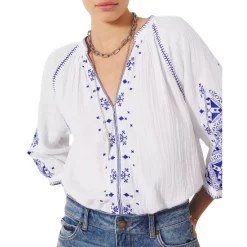 Budget 🔔 Ba&sh Eglantine Embroidered Blouse White 🧨