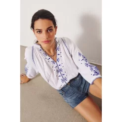 Budget 🔔 Ba&sh Eglantine Embroidered Blouse White 🧨 -ba&sh Sales Store unnamed file 458