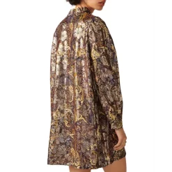 Best deal 🌟 Ba&sh Chiba Metallic Paisley Mini 👗 Dress Bordeaux 😀 -ba&sh Sales Store unnamed file 477