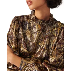 Best deal 🌟 Ba&sh Chiba Metallic Paisley Mini 👗 Dress Bordeaux 😀 -ba&sh Sales Store unnamed file 478