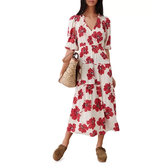 Top 10 ✨ Ba&sh Kory Floral Print Midi 👗 Dress Red 😍 3 Top 10 ✨ Ba&sh Kory Floral Print Midi 👗 Dress Red 😍