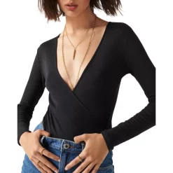 New 🧨 Ba&sh Celia Faux Wrap Bodysuit Black 🎉 -ba&sh Sales Store unnamed file 537