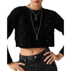 Cheapest 🌟 Ba&sh Otello Embellished Crop Sweater Off White 🔥