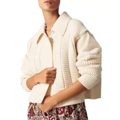 Coupon 🔥 Ba&sh Alkan Wool Blend Cardigan Off White ✔️