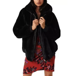 Wholesale 🎉 Ba&sh Wallace Faux Fur 🧥 Coat Black ❤️