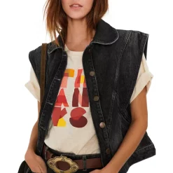 Cheapest ⭐ Ba&sh Max Denim Vest In Blackstone 🤩