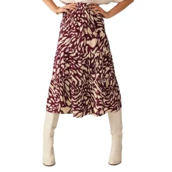 Coupon ✨ Ba&sh Gianna Tiered Printed 👗 Skirt Burgundy ⌛