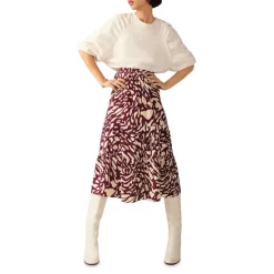 Coupon ✨ Ba&sh Gianna Tiered Printed 👗 Skirt Burgundy ⌛ -ba&sh Sales Store unnamed file 668