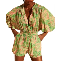 Outlet ๐คฉ Ba&sh Oria Paisley Print Romper Green ๐