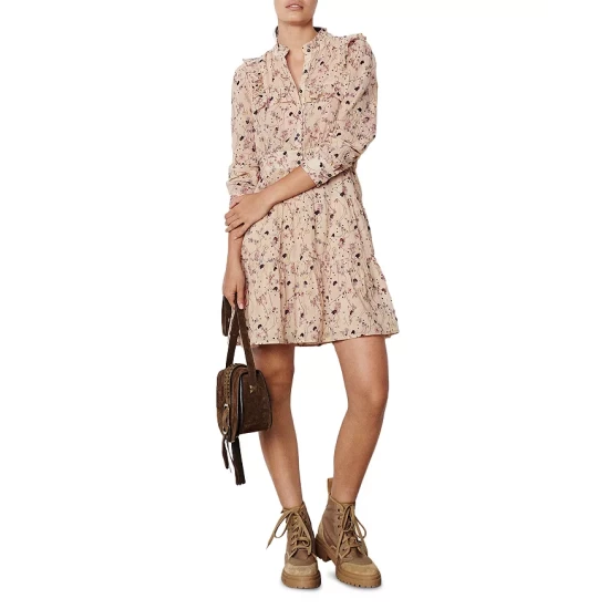 Brand new โญ Ba&sh Belle Ruffled Mini ๐ Shirt ๐ Dress Nude ๐งจ 3 Brand new โญ Ba&sh Belle Ruffled Mini ๐ Shirt ๐ Dress Nude ๐งจ