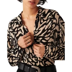 Top 10 ⭐ Ba&sh Gala Graphic Print Blouse Black 👏