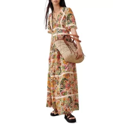 Cheapest 💯 Ba&sh Benja Paisley Print Maxi 👗 Dress Green 👏