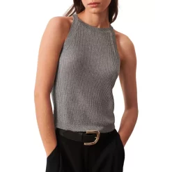 Flash Sale 🤩 Ba&sh Zichy Metallic Ribbed Top Silver 😍