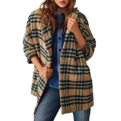 Wholesale ❤️ Ba&sh Gus Oversized Plaid 🧥 Coat Beige 🤩