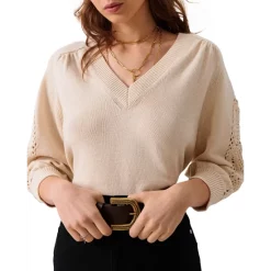 Budget ๐ฅ Ba&sh Jaden Crochet Sleeve Sweater Off White โ