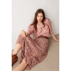 Top 10 🔥 Ba&sh Monder Floral Print Tiered Midi 👗 Skirt Beige 🌟 -ba&sh Sales Store unnamed file 833