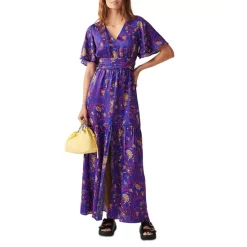 Outlet 🤩 Ba&sh Cecilia Flutter Sleeve Maxi 👗 Dress Blue 🤩