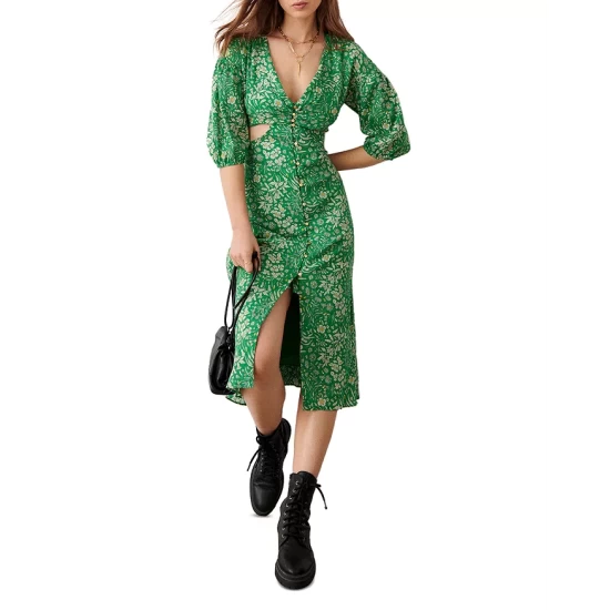 Promo โ Ba&sh Aria Cutout Midi ๐ Dress Vert ๐ 3 Promo โ Ba&sh Aria Cutout Midi ๐ Dress Vert ๐