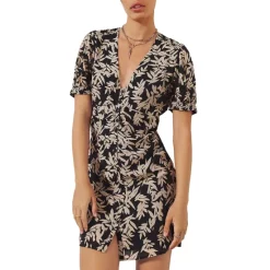 Hot Sale 🔥 Ba&sh Tais Botanical Print Mini 👗 Dress Black ⭐ -ba&sh Sales Store unnamed file 898