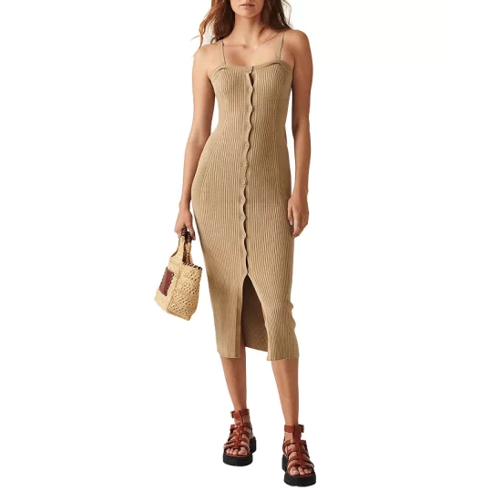 Deals ๐ Ba&sh Chaeri Ribbed Tank Midi ๐ Dress Beige ๐ 3 Deals ๐ Ba&sh Chaeri Ribbed Tank Midi ๐ Dress Beige ๐