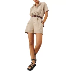 Discount 🌟 Ba&sh Daquila Cuffed Romper Beige ⭐ -ba&sh Sales Store unnamed file 933