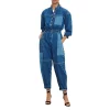 Outlet ⭐ Ba&sh Quincy Two-Tone Denim Jumpsuit Indigo ⭐ -ba&sh Sales Store unnamed file 950